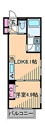 ベルレジデンス日吉 1LDKの間取図画像