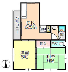 シャローム中村2番館 2DKの間取図画像