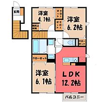 カーサ トラディシオン Ｂ  ｜ 栃木県宇都宮市鶴田町（賃貸アパート3LDK・2階・69.46㎡） その2