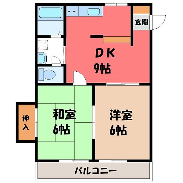 セントラルパーク ｜栃木県下野市小金井(賃貸アパート2DK・2階・43.00㎡)の写真 その1