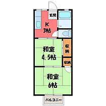 国谷ハイツ  ｜ 栃木県下都賀郡壬生町落合1丁目（賃貸アパート2K・2階・30.69㎡） その2