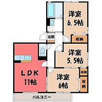 メゾンドール B  ｜ 栃木県宇都宮市東簗瀬1丁目（賃貸アパート3LDK・3階・66.48㎡） その2