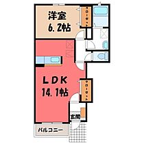 サンライト D  ｜ 栃木県宇都宮市上戸祭町（賃貸アパート1LDK・1階・48.39㎡） その2