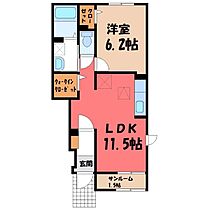 ミラ・テラス  ｜ 栃木県真岡市下鷺谷（賃貸アパート1LDK・1階・43.61㎡） その2