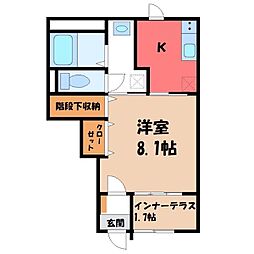 デュランダル．West 1階1Kの間取り