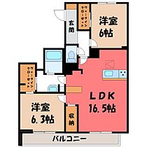 エクラ プラティニ  ｜ 栃木県宇都宮市峰2丁目（賃貸マンション2LDK・1階・70.09㎡） その2