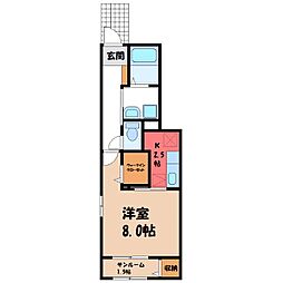 ピープル 8 1階1Kの間取り