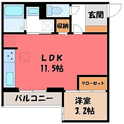 Re TORISIA南大通り 1階1LDKの間取り