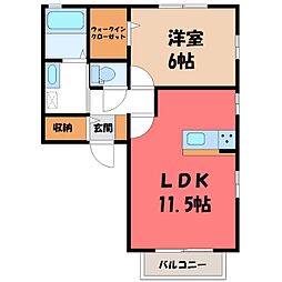 コンフォール 2階1LDKの間取り