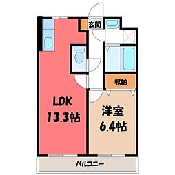 ミウ・プリマヴェーラ 2階1LDKの間取り