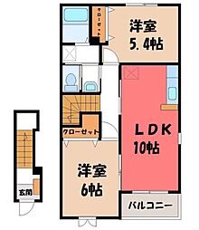 サクラハイツ 2LDKの間取図画像