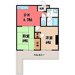 セントラルグリーンマンション 2DKの間取図画像
