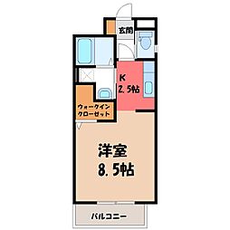 ブランクロス2 1Kの間取図画像