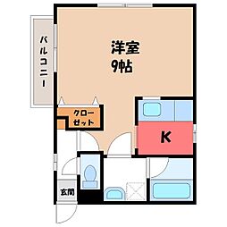 ベルグランド陽東 1Kの間取図画像