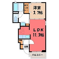 アスカC 1LDKの間取図画像