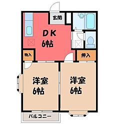 シティハイツ栗原A 2DKの間取図画像