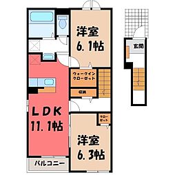 グレースヒルズ 2LDKの間取図画像