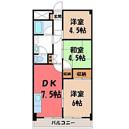 クランブレ西川田 3DKの間取図画像