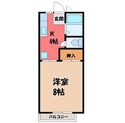 コーネルハウスC 1Kの間取図画像