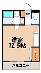 Villa Poire ワンルームの間取図画像