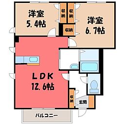 メゾンドソルヴィ五番館 2LDKの間取図画像