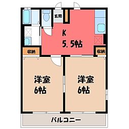 ピュアSハイムB 2Kの間取図画像