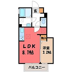 スターフォールB 1LDKの間取図画像