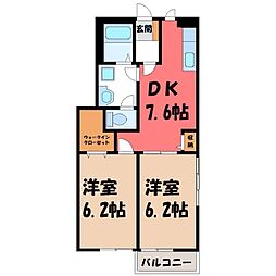セルバ・ビエントB 2DKの間取図画像