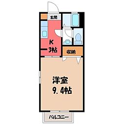 アンブル 1Kの間取図画像