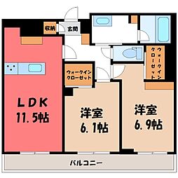 セゾンサフィール 2LDKの間取図画像