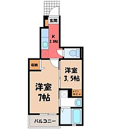 ヒーローハウス 2Kの間取図画像