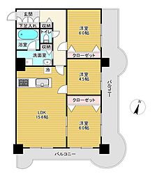 リラハイツ大通 3LDKの間取図画像