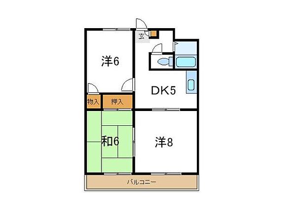 ビブレサカンダ 203｜兵庫県加古川市加古川町北在家(賃貸アパート3DK・2階・52.17㎡)の写真 その2