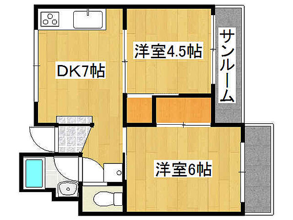 エスペランサ魚崎 W104｜兵庫県神戸市東灘区魚崎中町1丁目(賃貸マンション2DK・1階・42.00㎡)の写真 その2