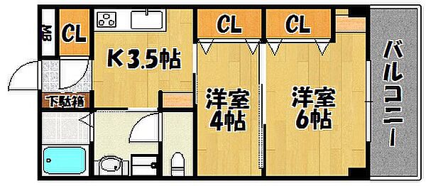 ＣＡＳＡ　ＦＬＯＲＡ 302｜兵庫県明石市野々上2丁目(賃貸マンション2K・3階・34.44㎡)の写真 その2