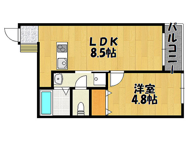 ＡＱＵＡ明石　ｆｌａｐ 301｜兵庫県明石市西新町1丁目(賃貸アパート1LDK・3階・30.40㎡)の写真 その2