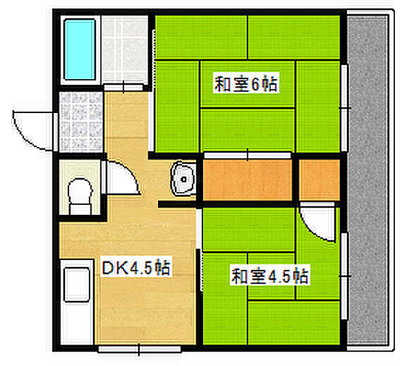 第二坂田ビル 303｜兵庫県神戸市灘区灘南通6丁目(賃貸マンション2DK・4階・32.00㎡)の写真 その2