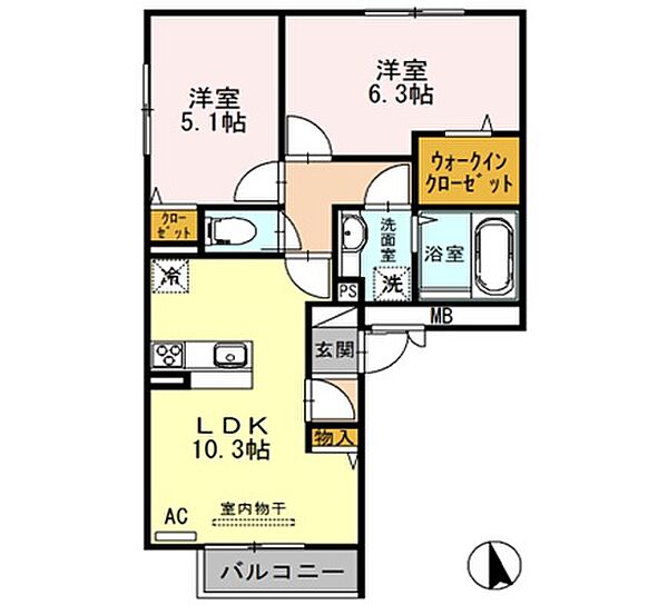 ルボ　マノアール 301｜兵庫県姫路市北今宿3丁目(賃貸アパート2LDK・3階・52.16㎡)の写真 その2