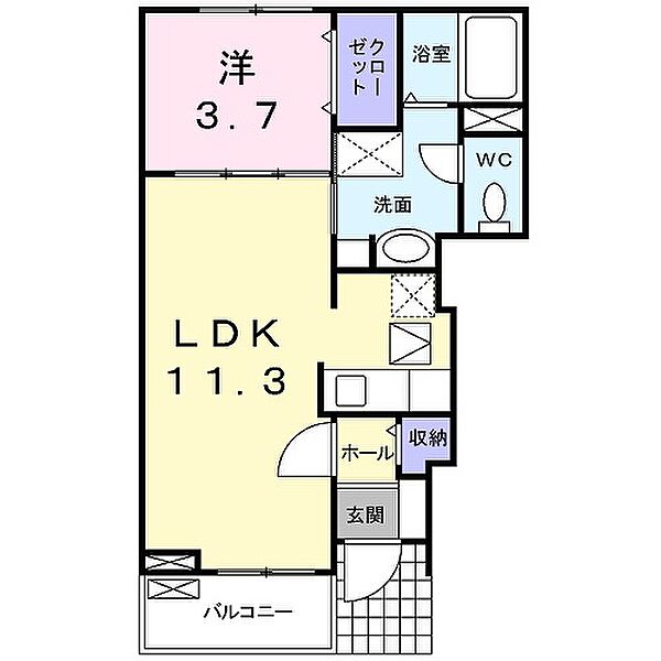 ヴィラ・スタシオン 103｜兵庫県加古川市加古川町平野(賃貸アパート1LDK・1階・37.13㎡)の写真 その2