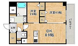 ファーストフィオーレ東灘 2階2DKの間取り