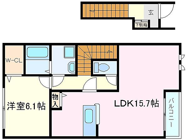 ファミールモノモリ 201｜兵庫県明石市大久保町西島(賃貸アパート1LDK・2階・54.00㎡)の写真 その2