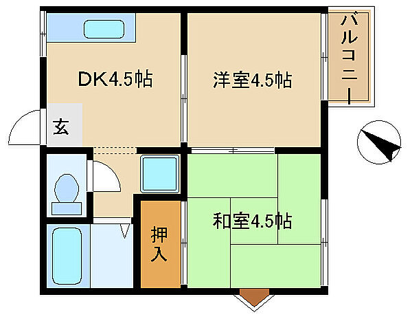 ファミールニシタニ 202｜兵庫県加古川市平岡町西谷(賃貸アパート2DK・2階・29.81㎡)の写真 その2