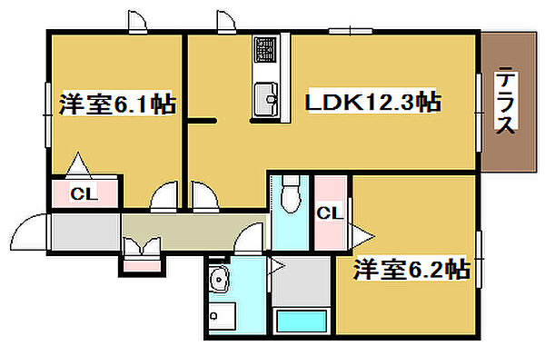 兵庫県高砂市米田町米田(賃貸アパート2LDK・1階・56.36㎡)の写真 その2