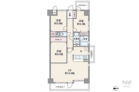 3LDK 間取り