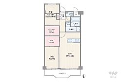 阪急東奈良高層住宅F棟 2LDKの間取図画像