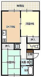 プレジール畑尾 2DKの間取図画像