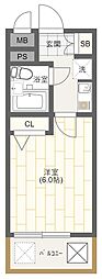 エスリード塚本第2 1Kの間取図画像