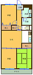 六高台サンハイツA棟 3DKの間取図画像