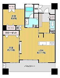 アクアサージュ大手町 2LDKの間取図画像