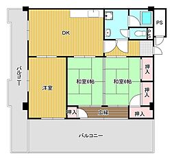 クローバーマンション足立 3LDKの間取図画像